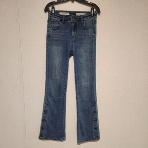 Pilcro Anthropologie High Rise Bootcut Jeans Button Detail Womens Size 26